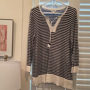 Market & Spruce Navy and White Striped Top